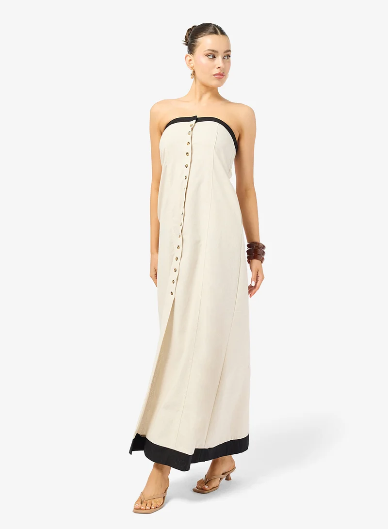 Ginger  Bandeau Linen Blend A Line Dress for Women | Best Price UAE